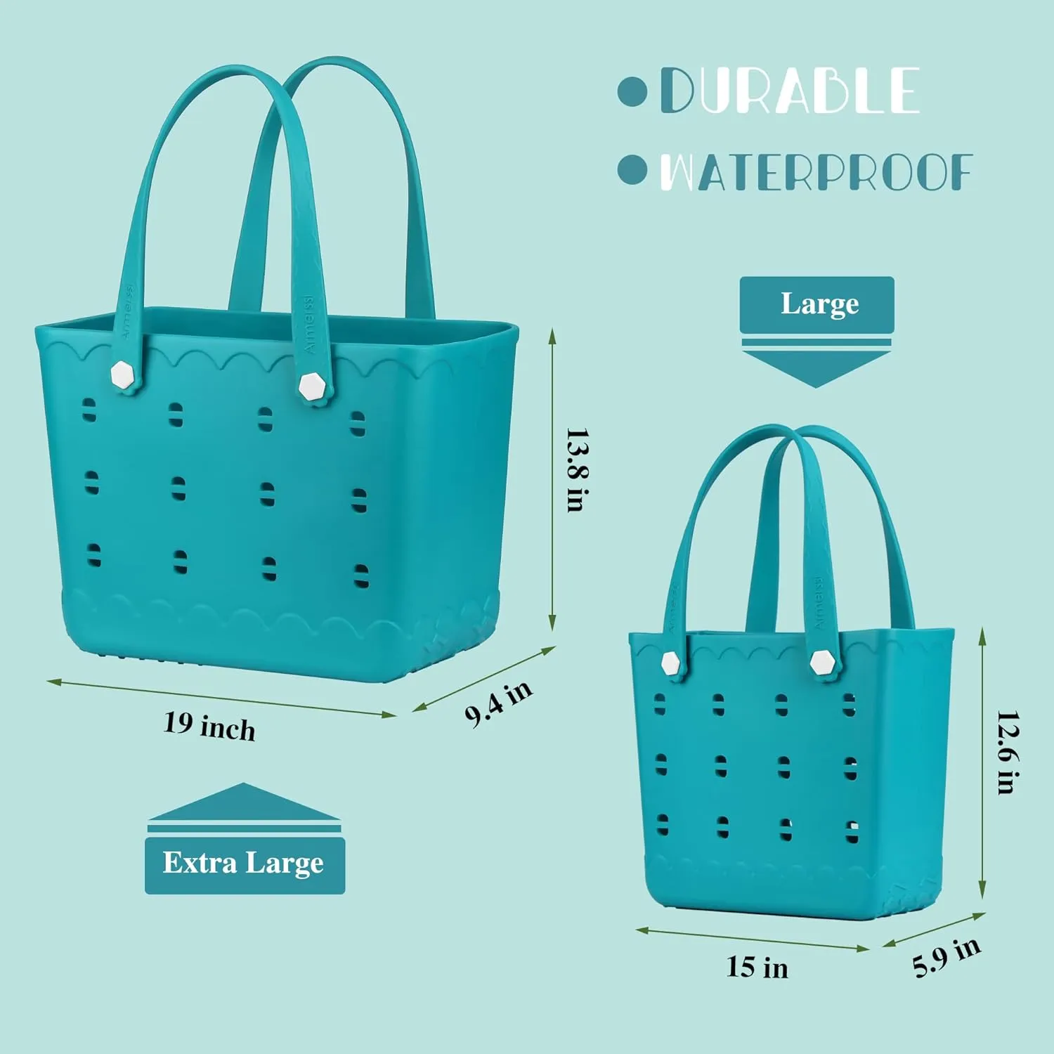 Rubber Beach Tote Bag Waterproof Tip-Proof Outdoor Tote Bag for the Beach Boat Pool Sports