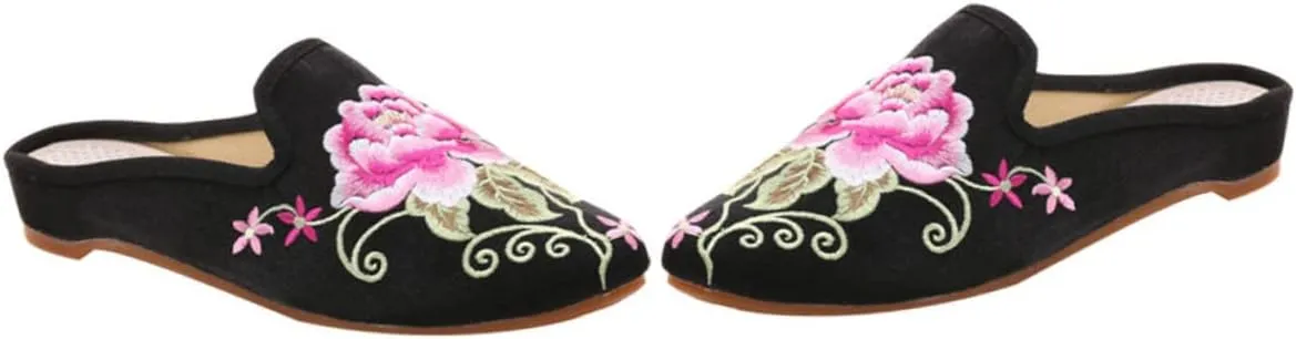 SAFIGLE 1Pair Ethnic Style Embroidered Slippers for Women Lightweight Slip Fashion Footwear Stylish Home Wearing Shoes with Durable Design and Unique Embroidery