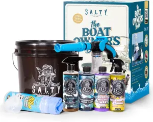 Salty Captain Boat Wash Kit – All-in-One Boat Cleaning Starter Box with Premium Marine-Grade Products & Bucket – Includes Boat Wash N Wax, Hose Foam Cannon & Engine Flush – Eco-Friendly & Easy to Use