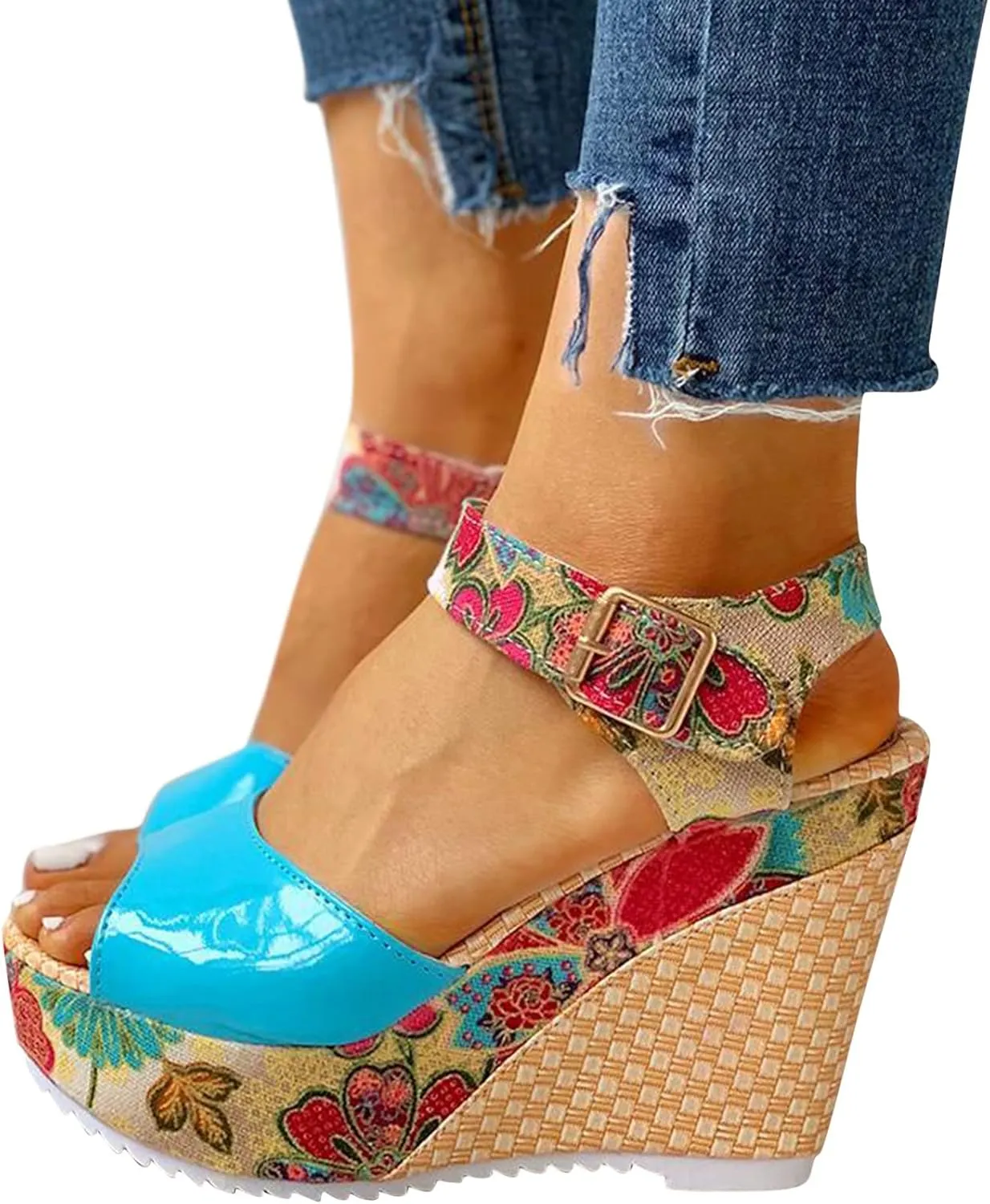 Sandals Wedge Dressy Heeled Sandals 2024 Straw Summer Boho Ladies Spring Espadrille Trendy Platform Wedge Spring 2024