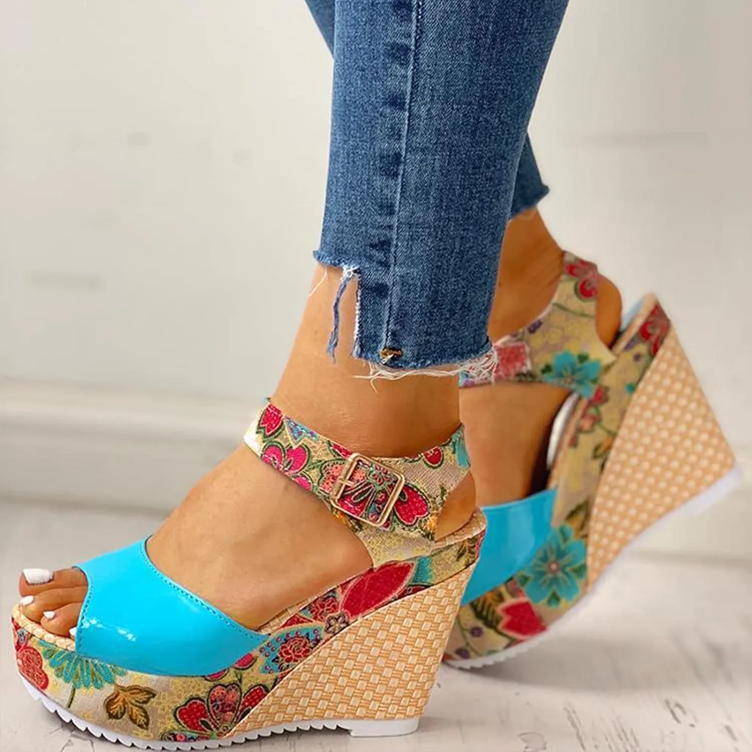 Sandals Wedge Dressy Heeled Sandals 2024 Straw Summer Boho Ladies Spring Espadrille Trendy Platform Wedge Spring 2024