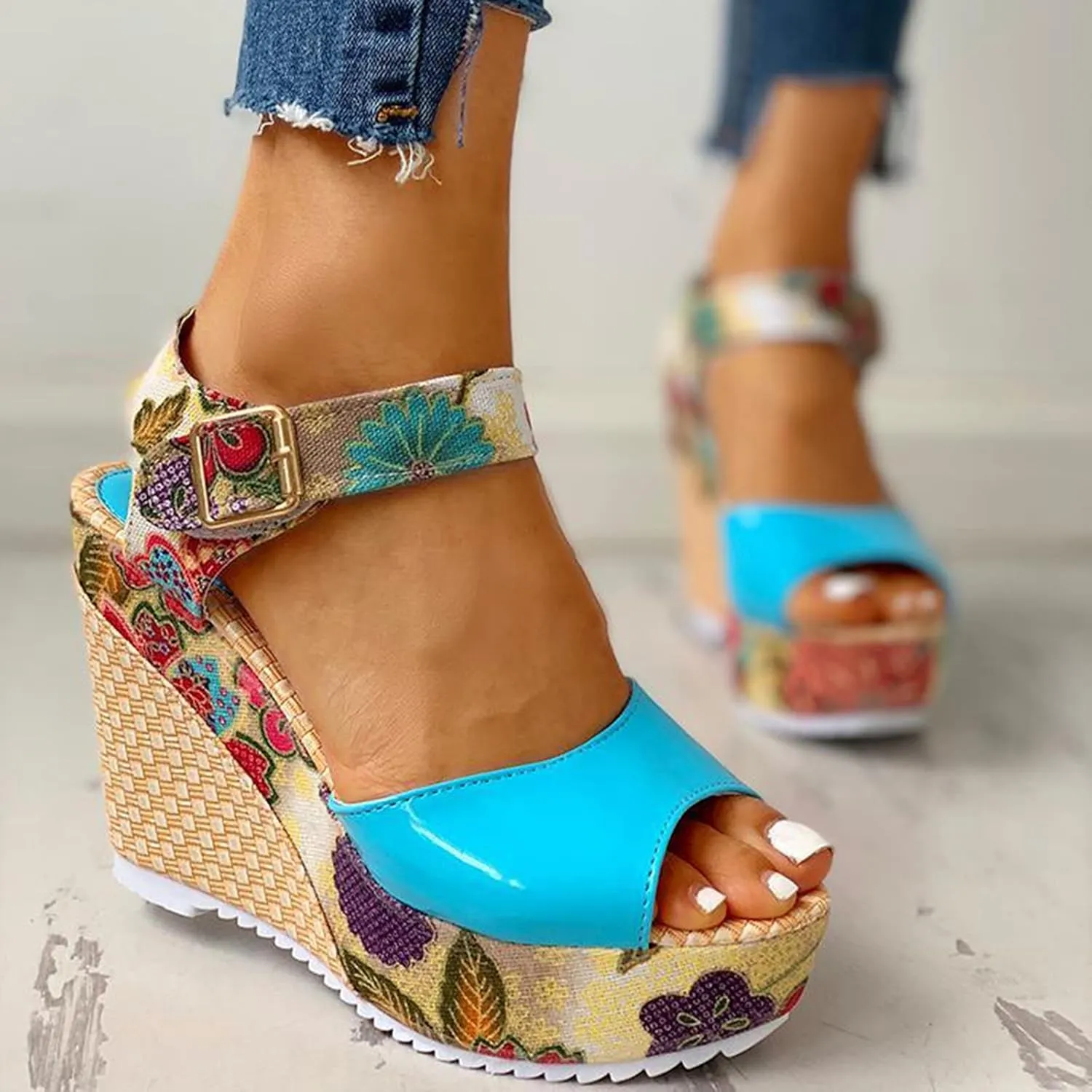 Sandals Wedge Dressy Heeled Sandals 2024 Straw Summer Boho Ladies Spring Espadrille Trendy Platform Wedge Spring 2024