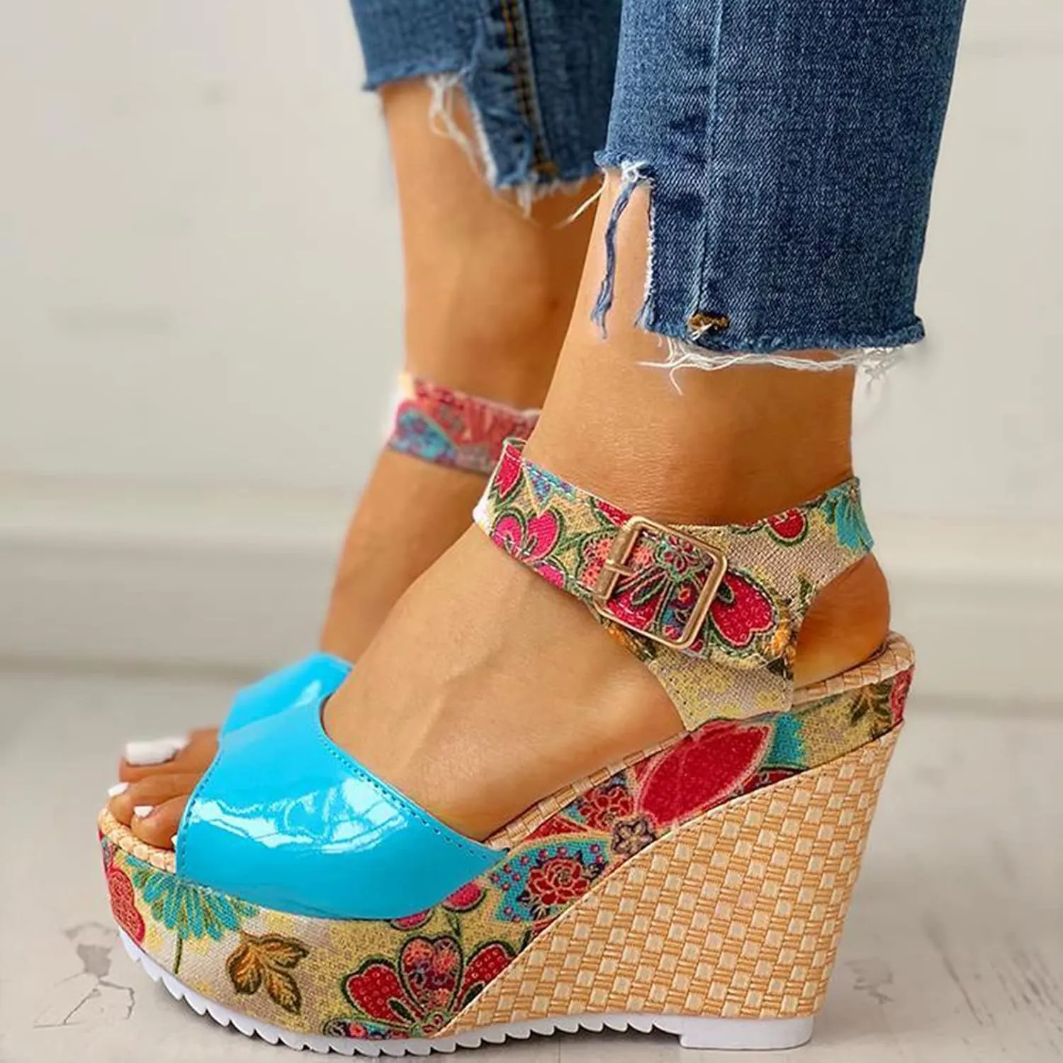 Sandals Wedge Dressy Heeled Sandals 2024 Straw Summer Boho Ladies Spring Espadrille Trendy Platform Wedge Spring 2024
