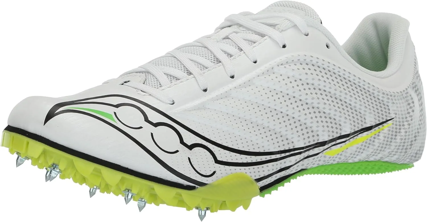 Saucony Men's Spitfire 5 Cross Country Running Shoe Sneaker, White/Slime, 8