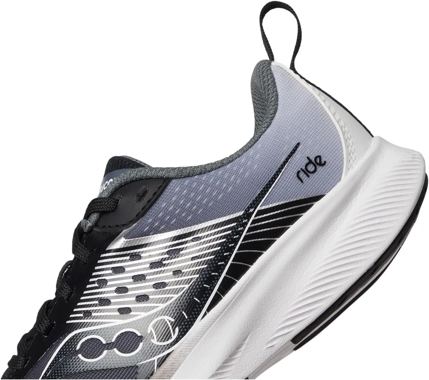 Saucony Ride Kidz Sneaker, Black/White, 2 US Unisex Big Kid