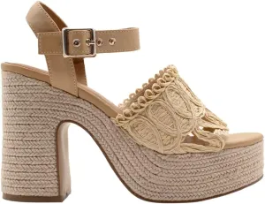 Sbicca Womens Bisbee Raffia Platform Espadrille Casual Sandals Casual High Heel 3" & Up - Brown