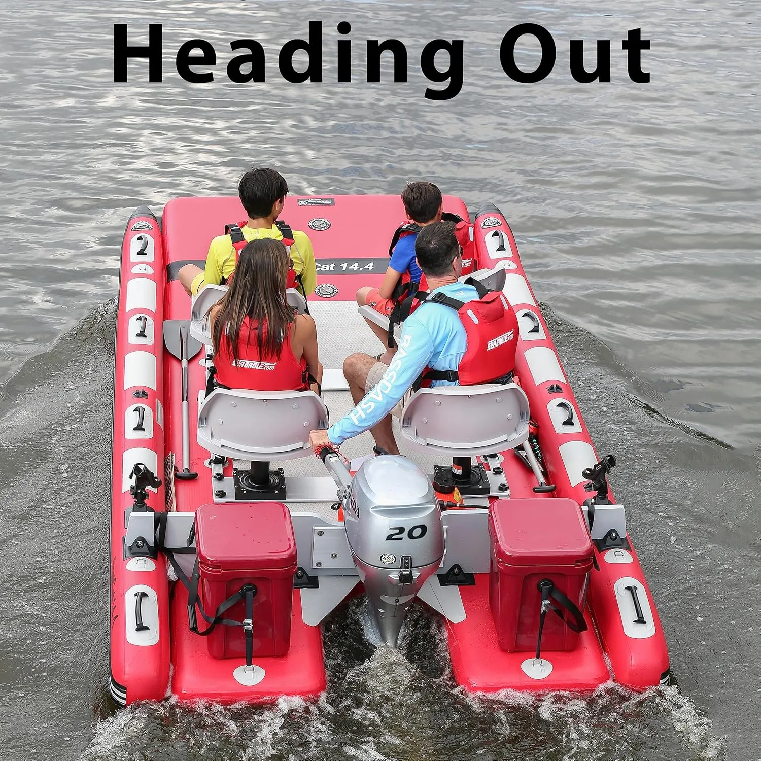 Sea Eagle FastCat Catamaran 2-4 Person Inflatable Boat-Rigid, High-Pressure, All-Drop Stitch, Easy Setup, Self-Bailing