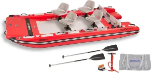 Sea Eagle FastCat Catamaran 2-4 Person Inflatable Boat-Rigid, High-Pressure, All-Drop Stitch, Easy Setup, Self-Bailing