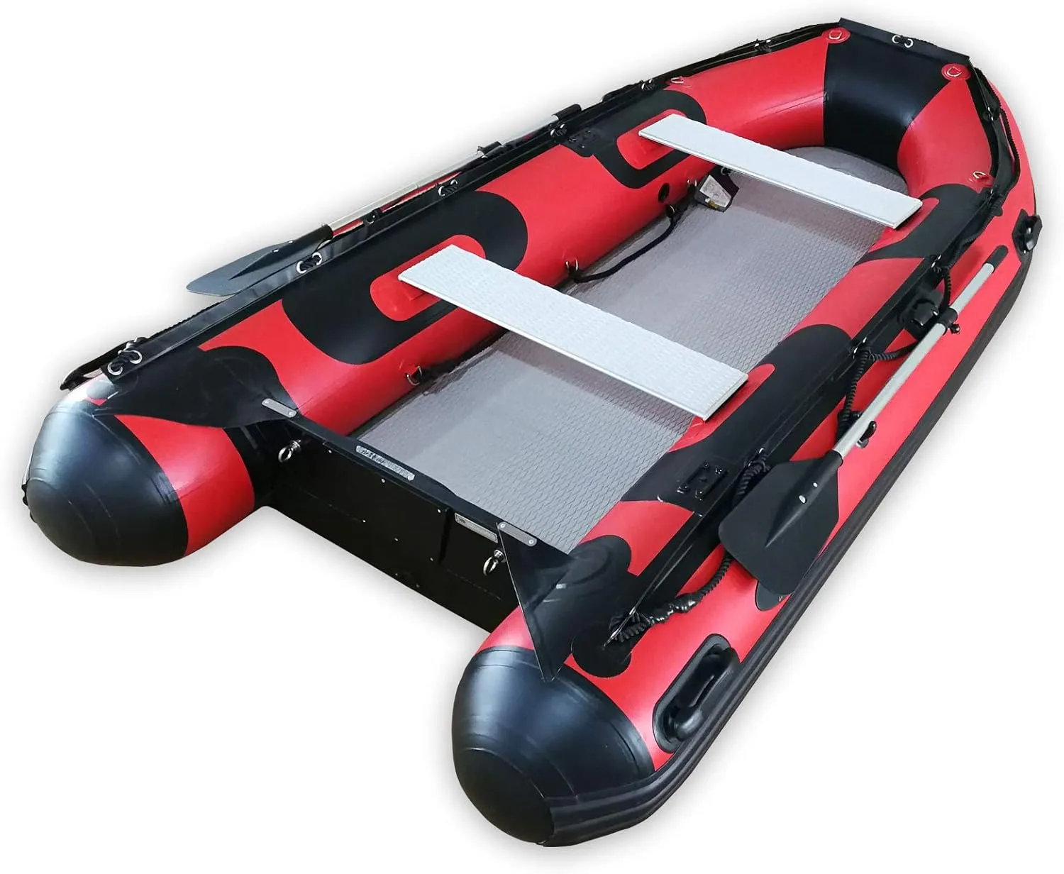 Seamax Recreational 10.8 Feet Inflatable Boat with High Pressure Airmat Floor Easy to Roll up, Max 4 Passengers and 15HP Rated-RED
