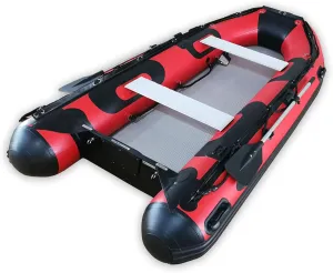 Seamax Recreational 10.8 Feet Inflatable Boat with High Pressure Airmat Floor Easy to Roll up, Max 4 Passengers and 15HP Rated-RED
