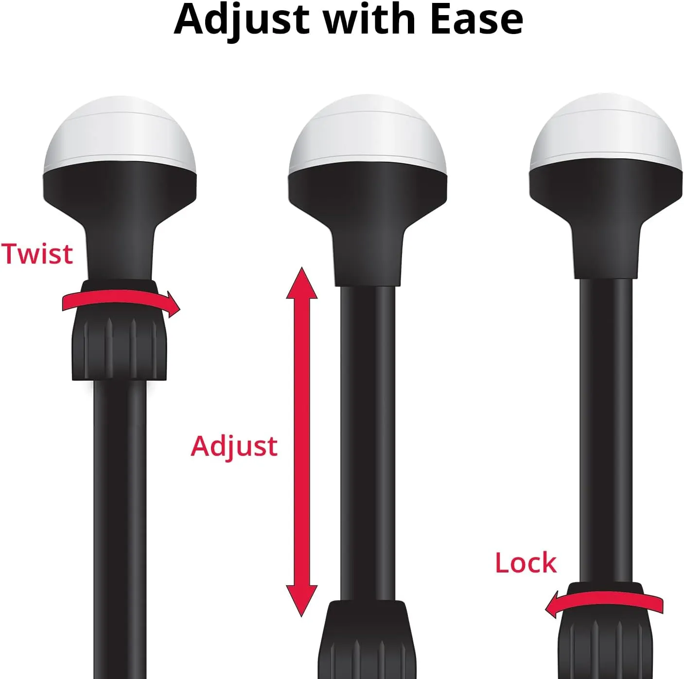 SeaSense LED Stern Light - Range of 2 Nautical Miles - Easily Adjustable, Stowable Black EDC Light for Boats, Kayaks, Canoes, Pontoons & Fishing Vessels up to 39 Feet (Base Not Included)