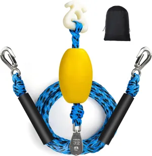 Self Centering Boat Tow Harness for Tubing, Boat Tow Rope Harness with Pulley and Large Hooks for Towing 1-4 Riders Towable Tubes, Pulling Water Skiing, Wakeboarding