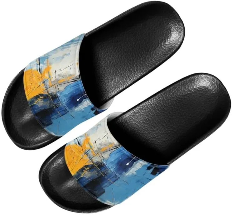 Semioury Geometry Summer Slippers for Women Galaxy Forest Travel Cozy Soft Comfy Thick Shoes Beach Sandal Bathroom Slipper