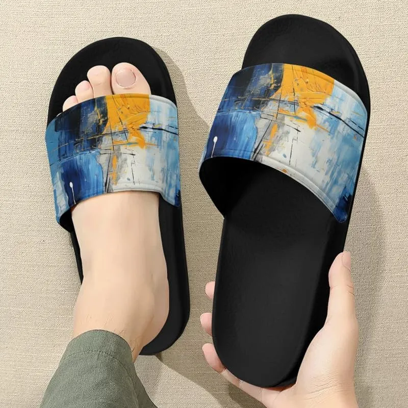 Semioury Geometry Summer Slippers for Women Galaxy Forest Travel Cozy Soft Comfy Thick Shoes Beach Sandal Bathroom Slipper