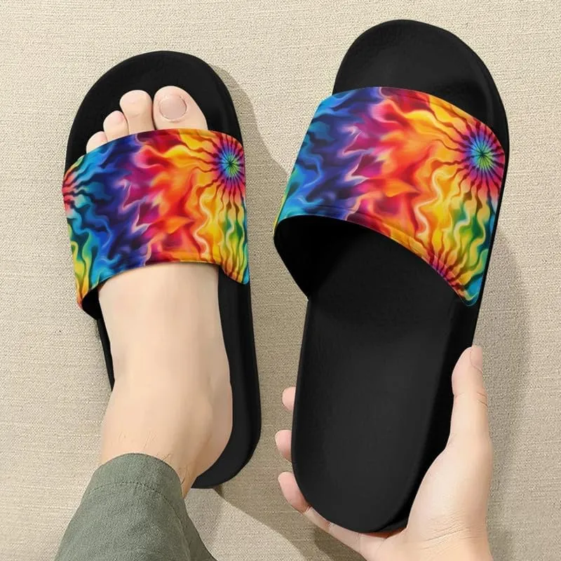 Semioury Starry Sky Cozy Home Shoes Tulip Tie-Dye Soft Sole Bedroom Anti-Skid Outdoor Sole House Shoes for Women Men Family
