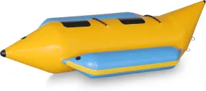 SereneLife Inflatable Floating Banana Boat, Towable Tube for Boating, 2 Riders, Includes Storage Bag, Food Pump, and Repair Kit