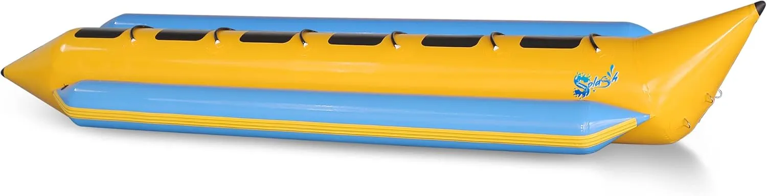 SereneLife Person Inflatable Banana Boat, Includes Storage Bag, Foot Pump, and Repair Kit, Tough and Thick, Reinforced Seats and Foot Areas