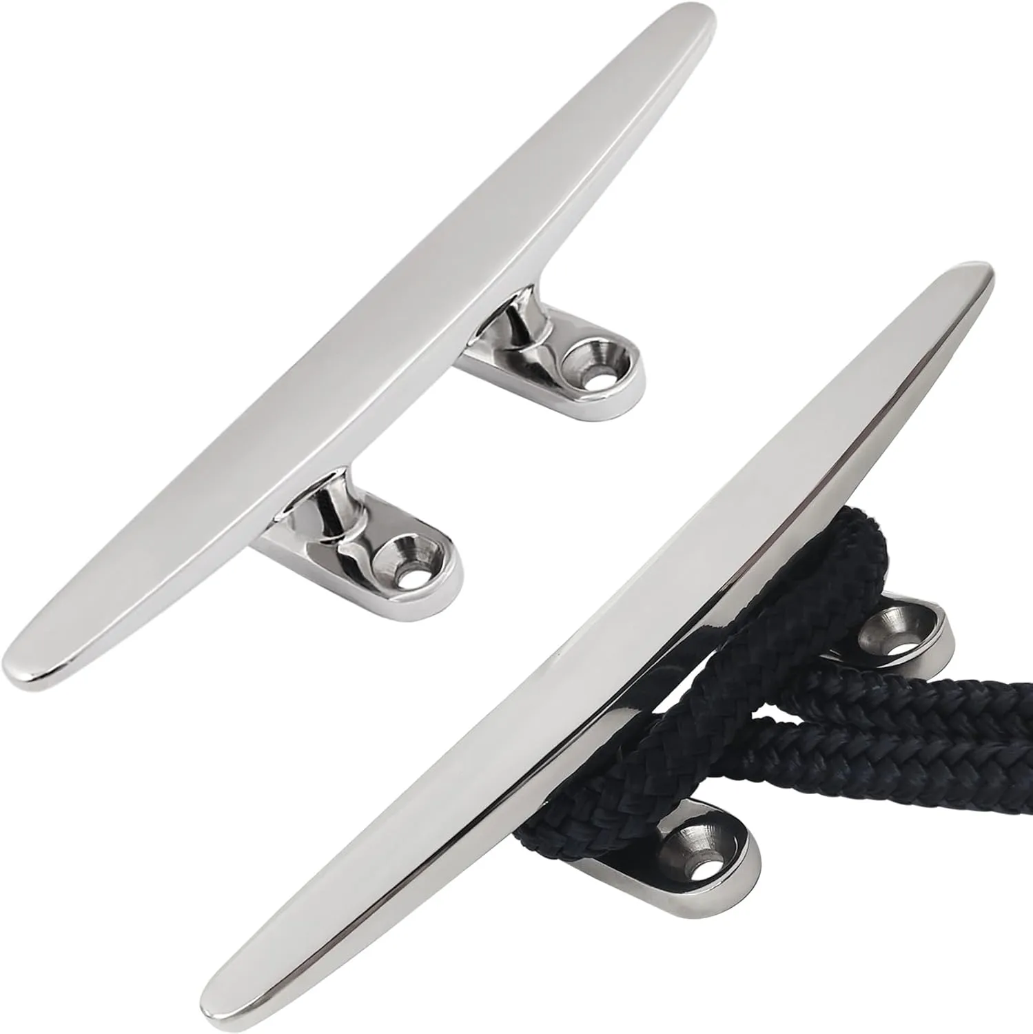 SHENGHUISS Boat Cleat 316 Stainless Steel Open Base Boat Dock Cleats Flat Top Mooring Cleat for Boat, Deck, Dock, Hook (4"/5"/6"/8"/10"/12")