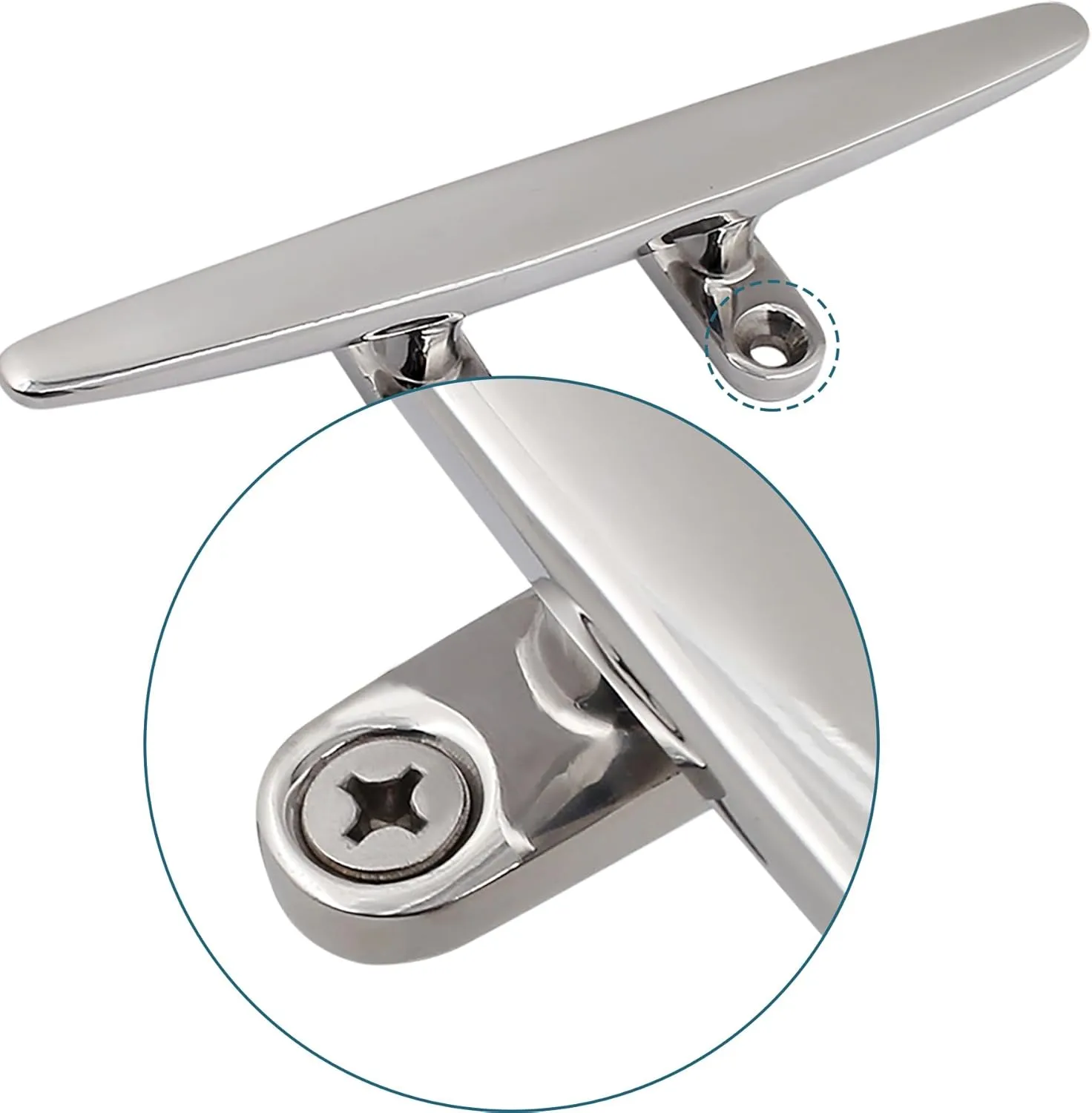 SHENGHUISS Boat Cleat 316 Stainless Steel Open Base Boat Dock Cleats Flat Top Mooring Cleat for Boat, Deck, Dock, Hook (4"/5"/6"/8"/10"/12")