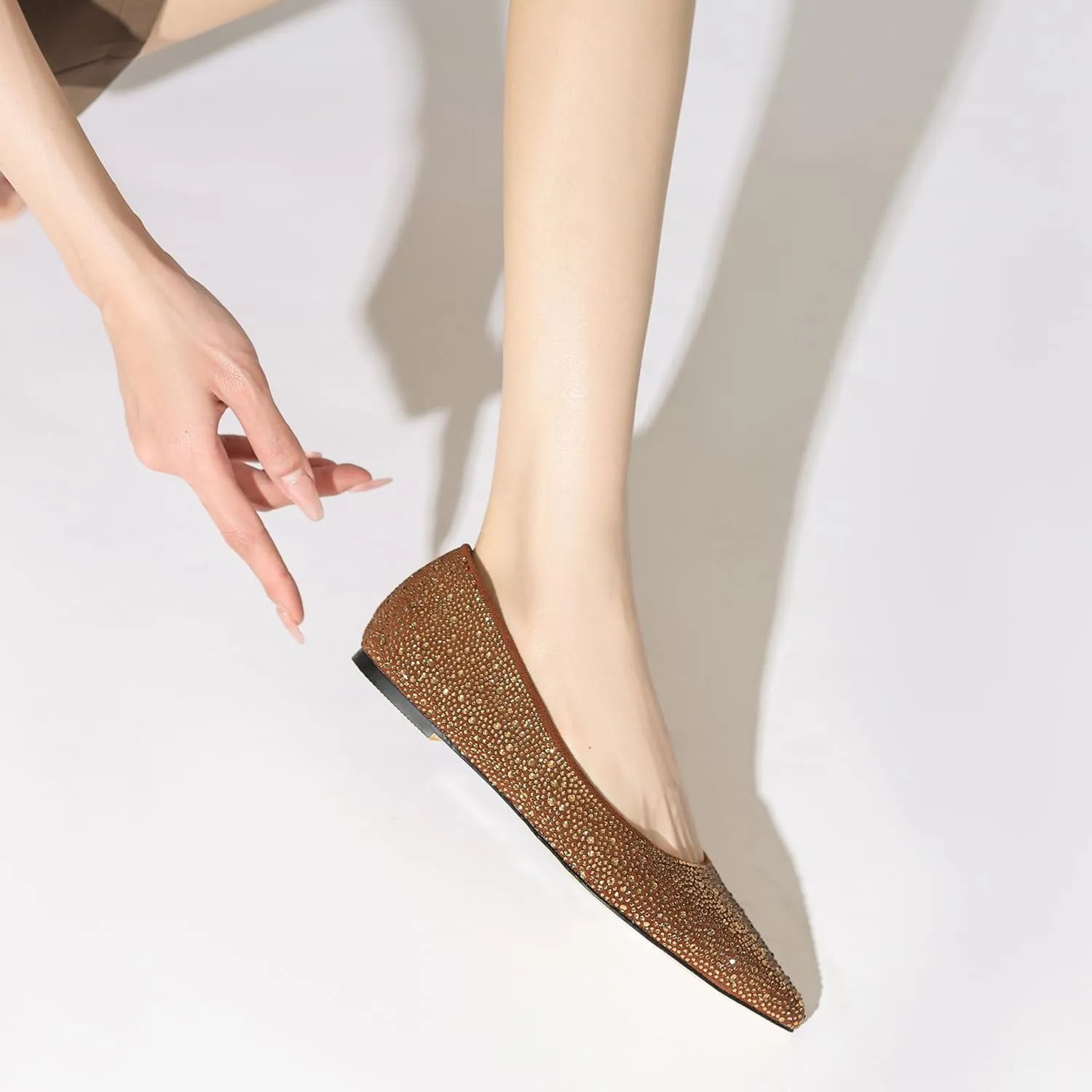 SHODENSE Women Cap Toe Flats Shoes Ankle Strap Pointed Closed Toe Flat Heel Mary Janes Two Tone Comfort 1" Low Chunky Heel Dress Shoes Pumps Office Ladies Driver Ballet Flats 4-10 M US
