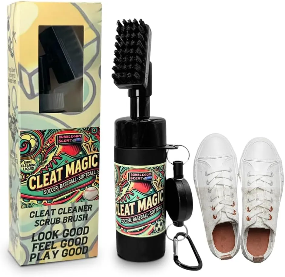 Shoe Cleaner with Shoe Scrubber for Cleats I Shoe Brush & Foam for Canvas, Nubuck, Tennis Shoes & White Sneaker Cleaner I Shoe Cleaning Kit for White Shoes, Boots, Suede Cleaner & Leather Shoe Cleaner