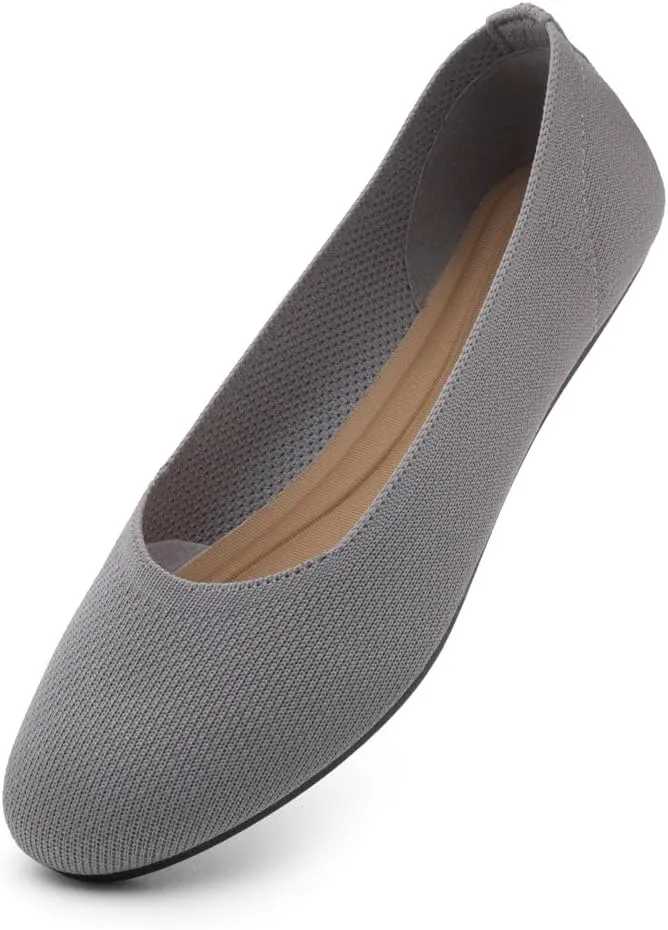 Shoe Land SL-Memory Women’s Flats – Round Toe Dressy Ballet Flats, Foldable Slip-On Knit Flat Shoes with Memory Foam, Comfortable for Daily Wear, Work, Office, and Party