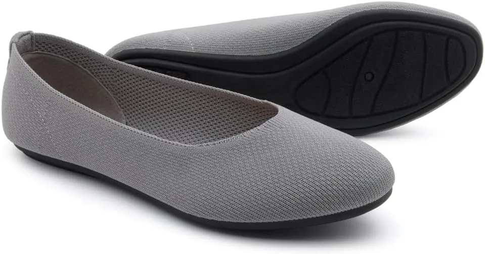 Shoe Land SL-Memory Women’s Flats – Round Toe Dressy Ballet Flats, Foldable Slip-On Knit Flat Shoes with Memory Foam, Comfortable for Daily Wear, Work, Office, and Party