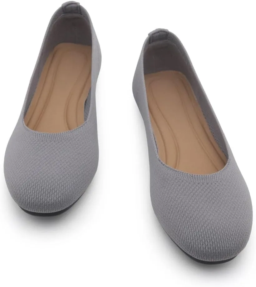 Shoe Land SL-Memory Women’s Flats – Round Toe Dressy Ballet Flats, Foldable Slip-On Knit Flat Shoes with Memory Foam, Comfortable for Daily Wear, Work, Office, and Party