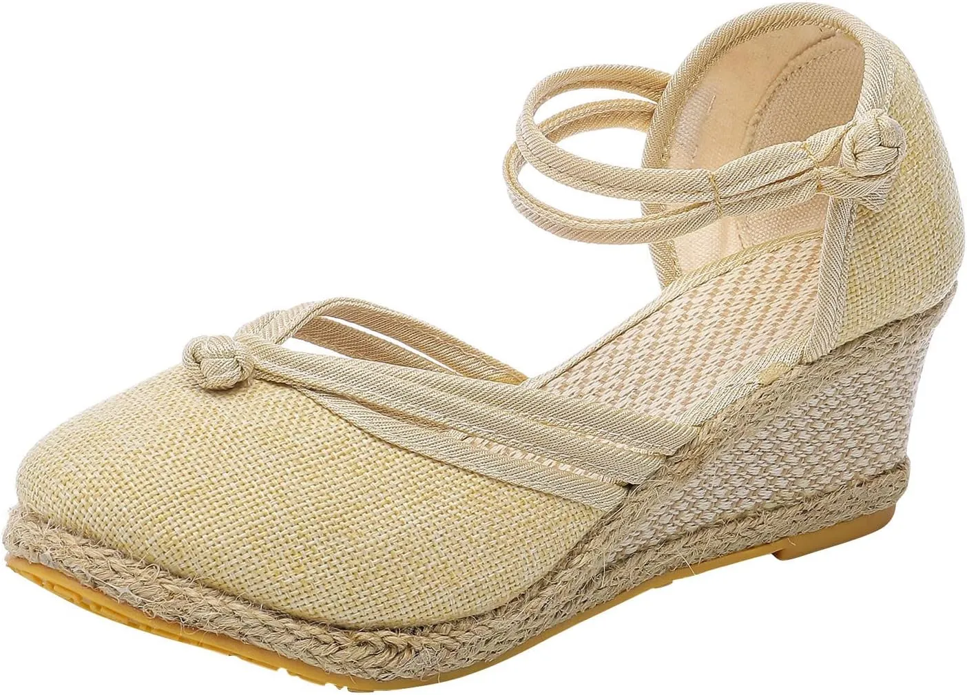 Slide Spring Wedge Sandals for Women Dressy Covered Toe Summer Straw Ladies Trendy Cover Heel 2024 Buckle Work Office