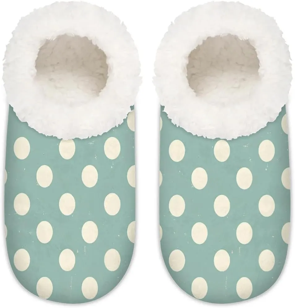 Slippers for Women Polka Dot Red Warm Soft Cozy Warm House Slipper