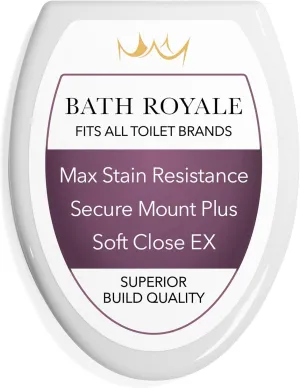 Slow Close Toilet Seat BR501-00 White Elongated, Stain-Resistant and Easy to Keep Clean, Heavy Duty Fits All Toilet Brands, Executive Series
