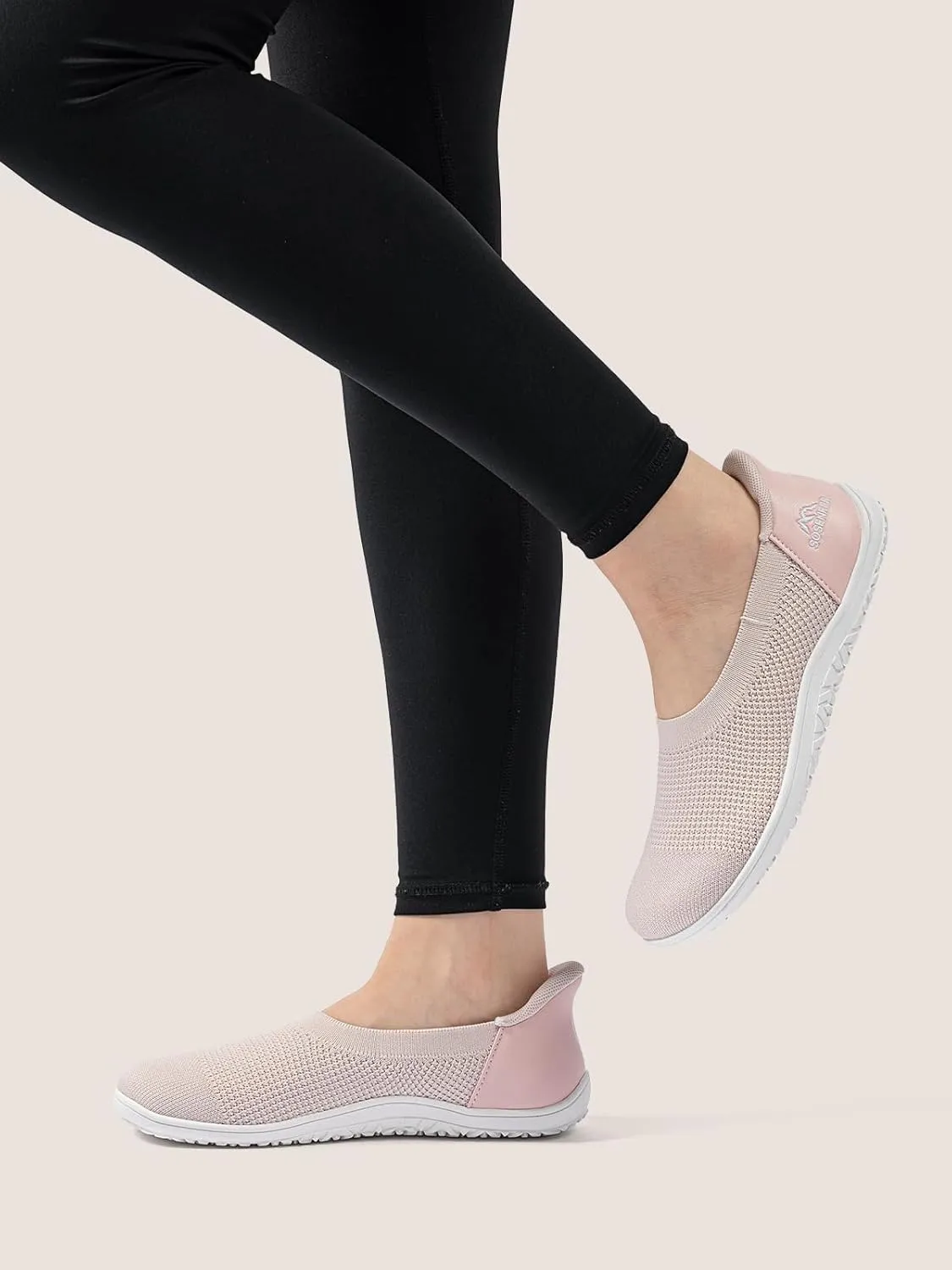 Sosenfer Women’s Ballet Flats Slip On Wide Toe Box Knit Flat Shoes Comfortable Round Toe Dress Shoes with Zero Drop Sole
