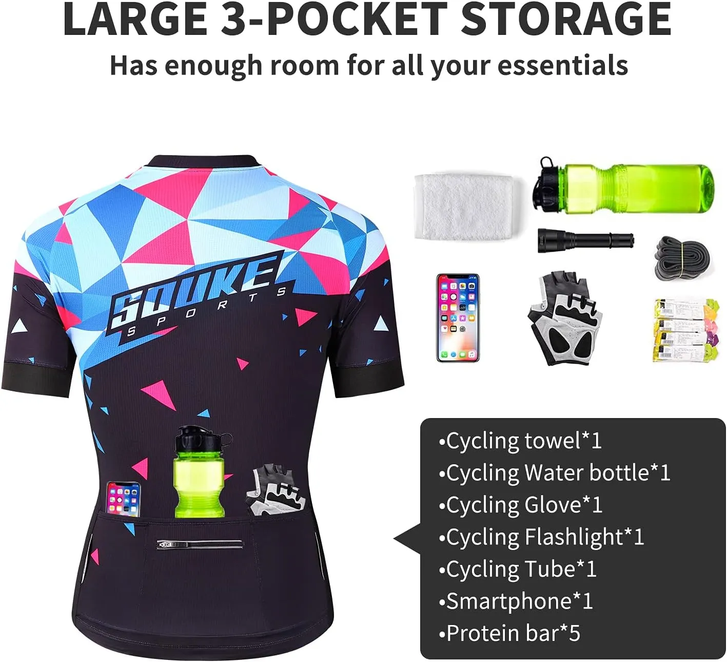 Souke Sports Women's Cycling Jersey Biking Shirts Short Sleeve Shirt Biking Clothing