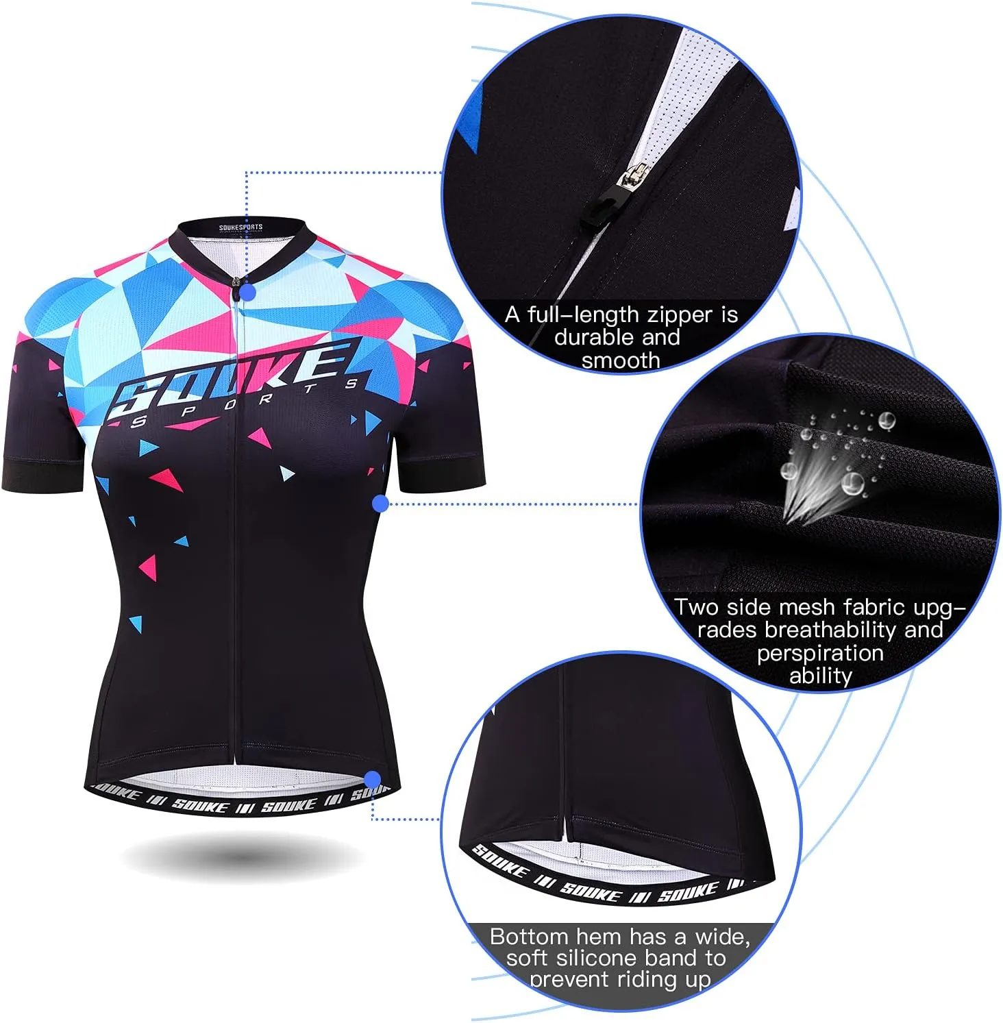 Souke Sports Women's Cycling Jersey Biking Shirts Short Sleeve Shirt Biking Clothing