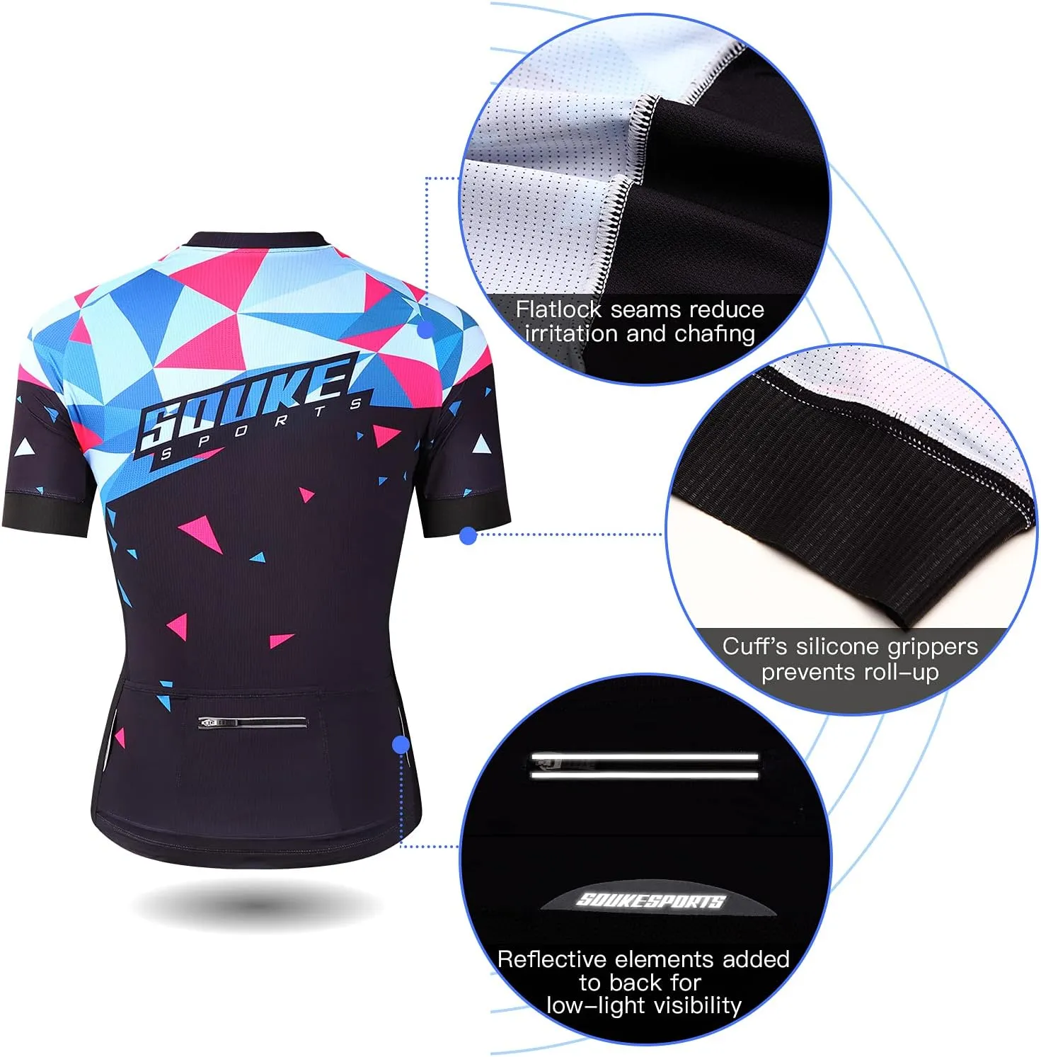 Souke Sports Women's Cycling Jersey Biking Shirts Short Sleeve Shirt Biking Clothing