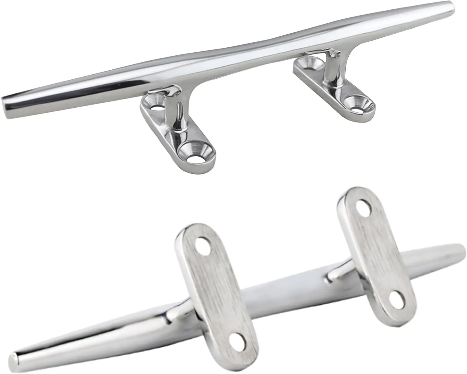 Stainless Steel Boat Cleats, 4 inch, 5 inch, 6 inch, Open Base, Marine Grade 316 SS, Rope Cleat, Tie Down, Mooring Accessories with Screws for Boat, Pontoon, Yacht, Deck