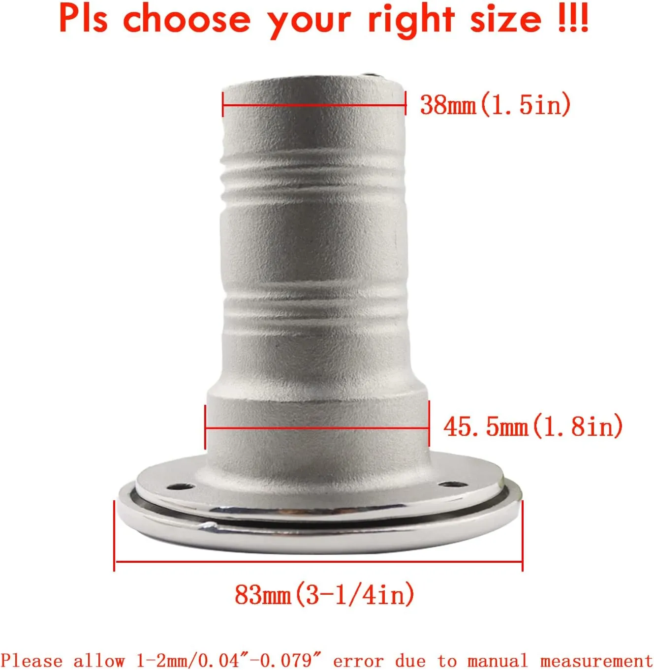 Stainless Steel316 Boat Deck Fill/Filler Keyless Cap - Straight Neck 1-1/2in(38mm) with Gas Deck Hardware fit for Boat Yacht Caravan