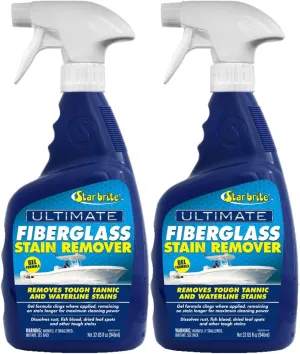 StarBrite Ultimate Fiberglass Stain Remover - Easy-to-Use Marine Grade Solution to Eliminate Tough Rust, Leaf & Waterline Stains for Boats and More - Maximum Cleaning Power Gel Spray - 2 Pack