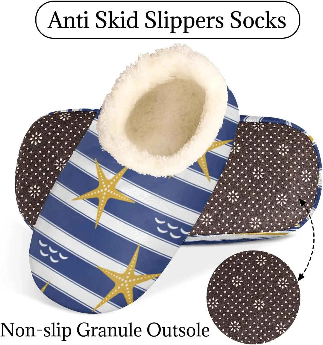 Starfish Women's Slippers, Stripe Soft Cozy Plush Lined House Slipper Shoes Indoor Non-Slip Slippers for Women Girls Boys Teenager