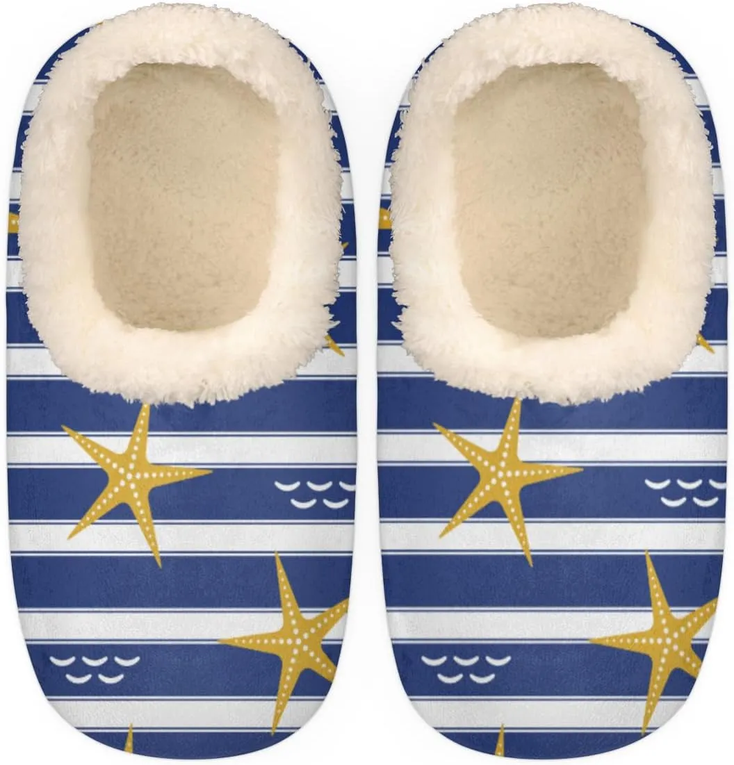 Starfish Women's Slippers, Stripe Soft Cozy Plush Lined House Slipper Shoes Indoor Non-Slip Slippers for Women Girls Boys Teenager