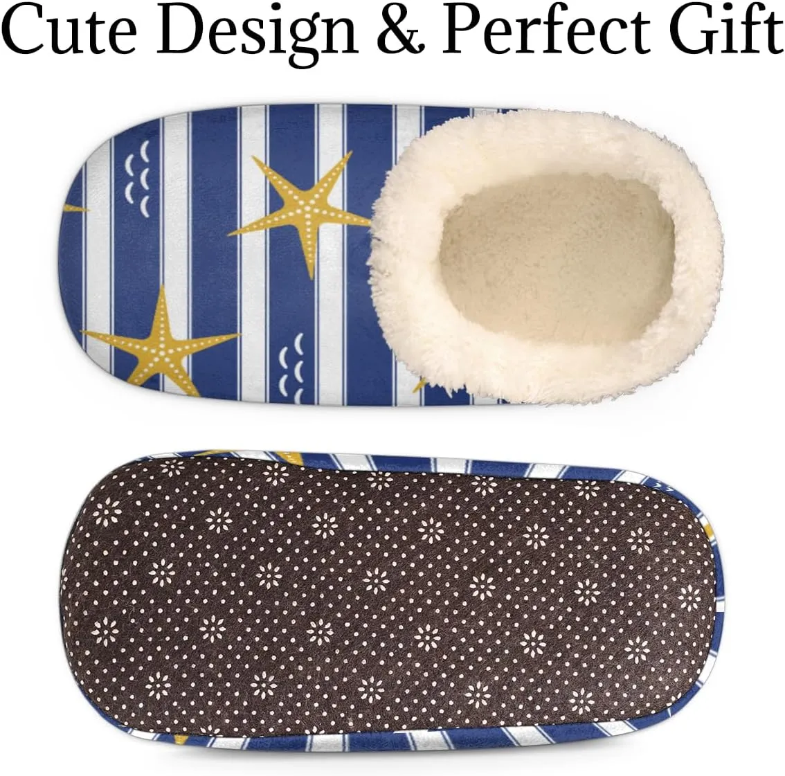 Starfish Women's Slippers, Stripe Soft Cozy Plush Lined House Slipper Shoes Indoor Non-Slip Slippers for Women Girls Boys Teenager