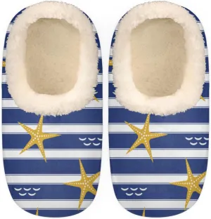 Starfish Women's Slippers, Stripe Soft Cozy Plush Lined House Slipper Shoes Indoor Non-Slip Slippers for Women Girls Boys Teenager
