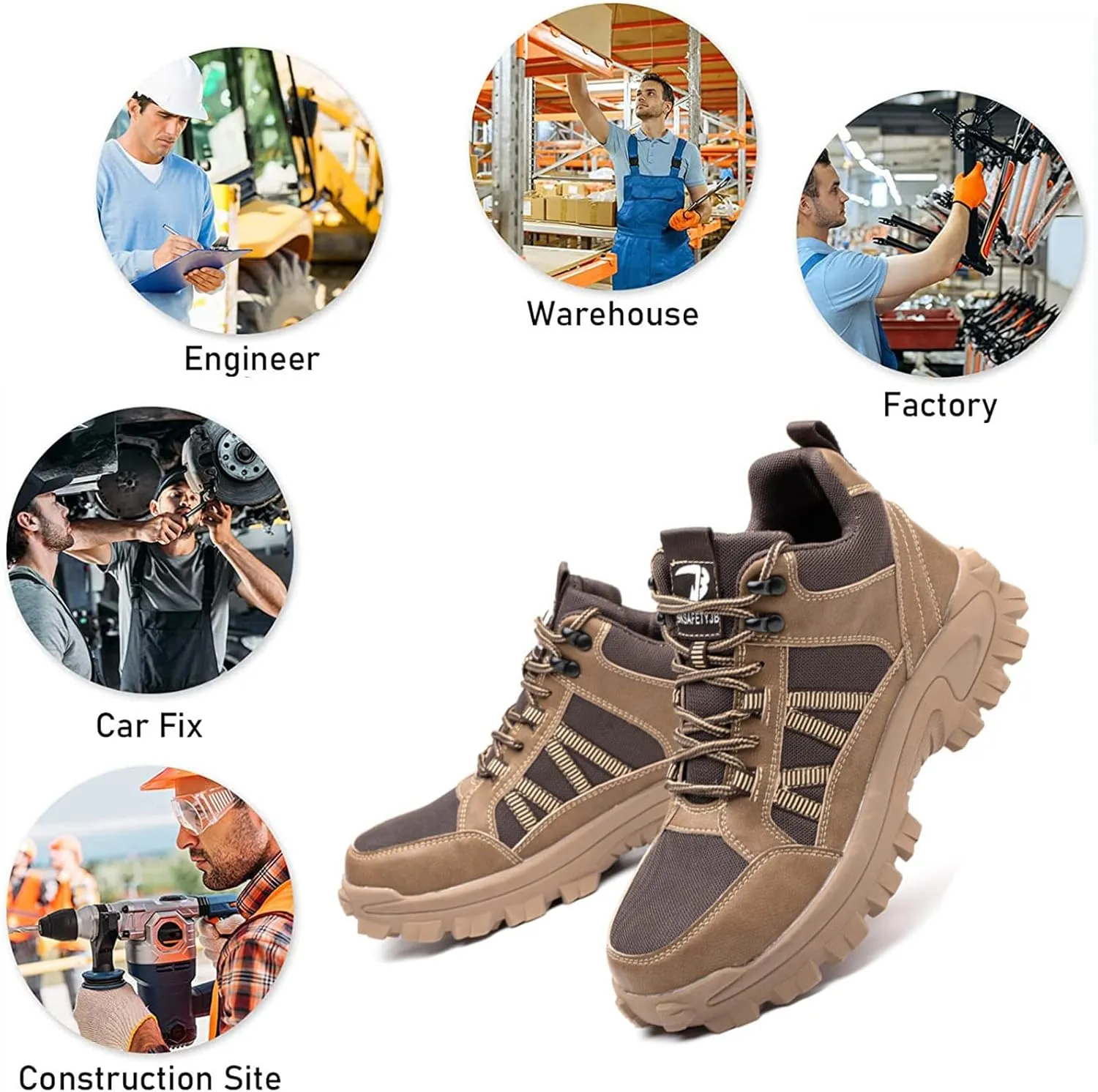 Steel Toe Work Shoes,for Walking, Hiking, Outdoor Exploitation, Construction, Industrial,