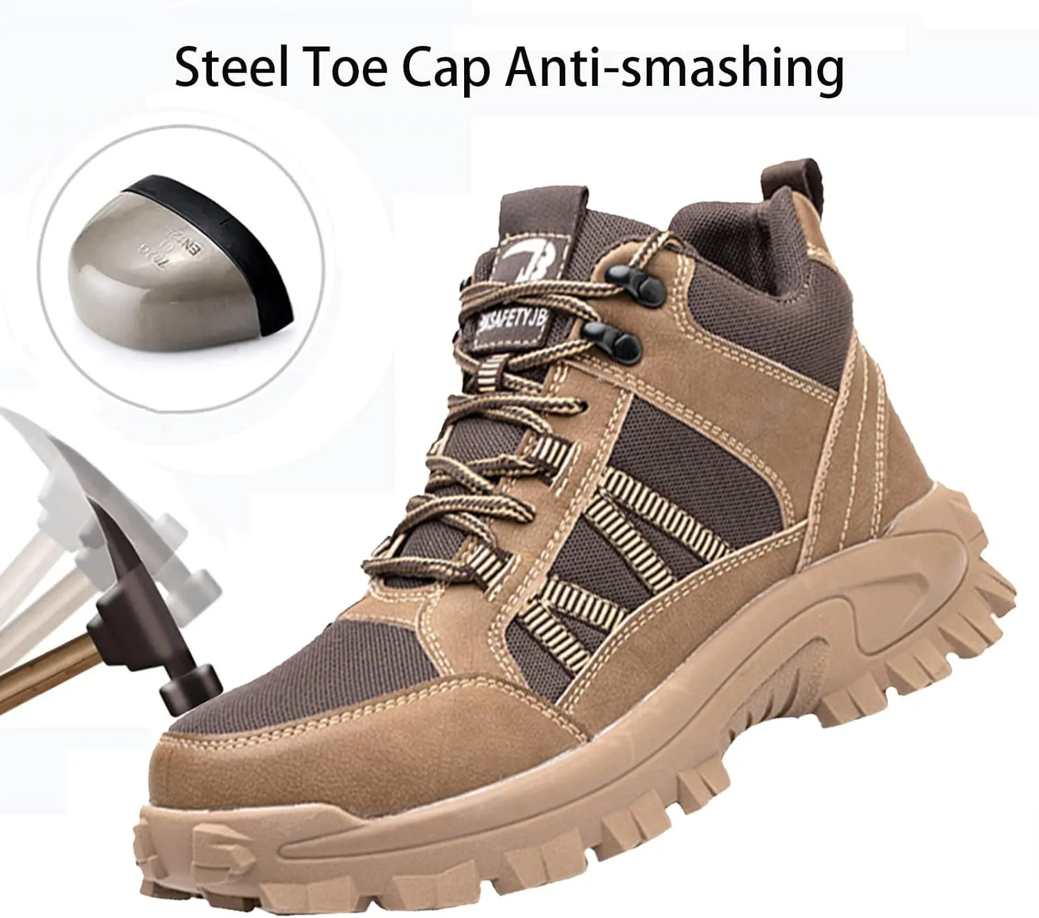 Steel Toe Work Shoes,for Walking, Hiking, Outdoor Exploitation, Construction, Industrial,