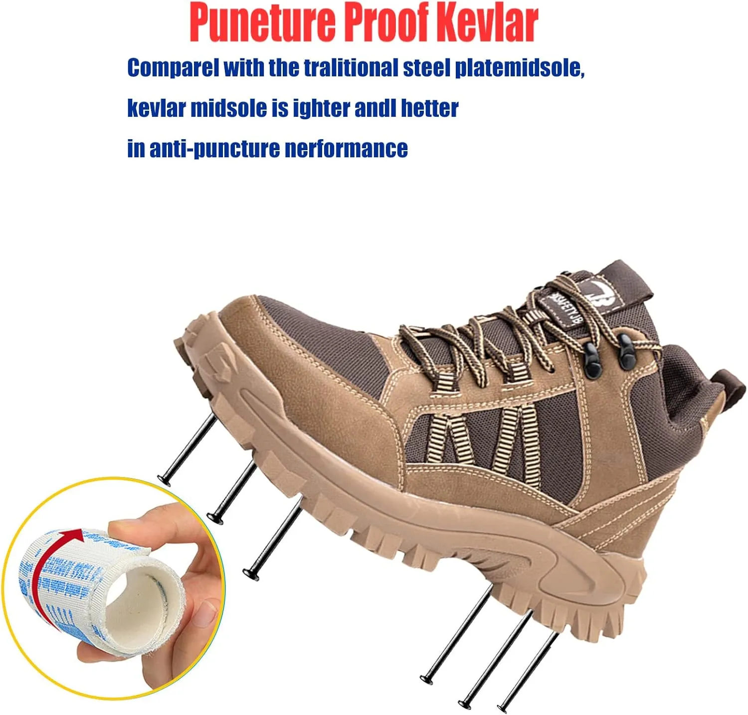 Steel Toe Work Shoes,for Walking, Hiking, Outdoor Exploitation, Construction, Industrial,