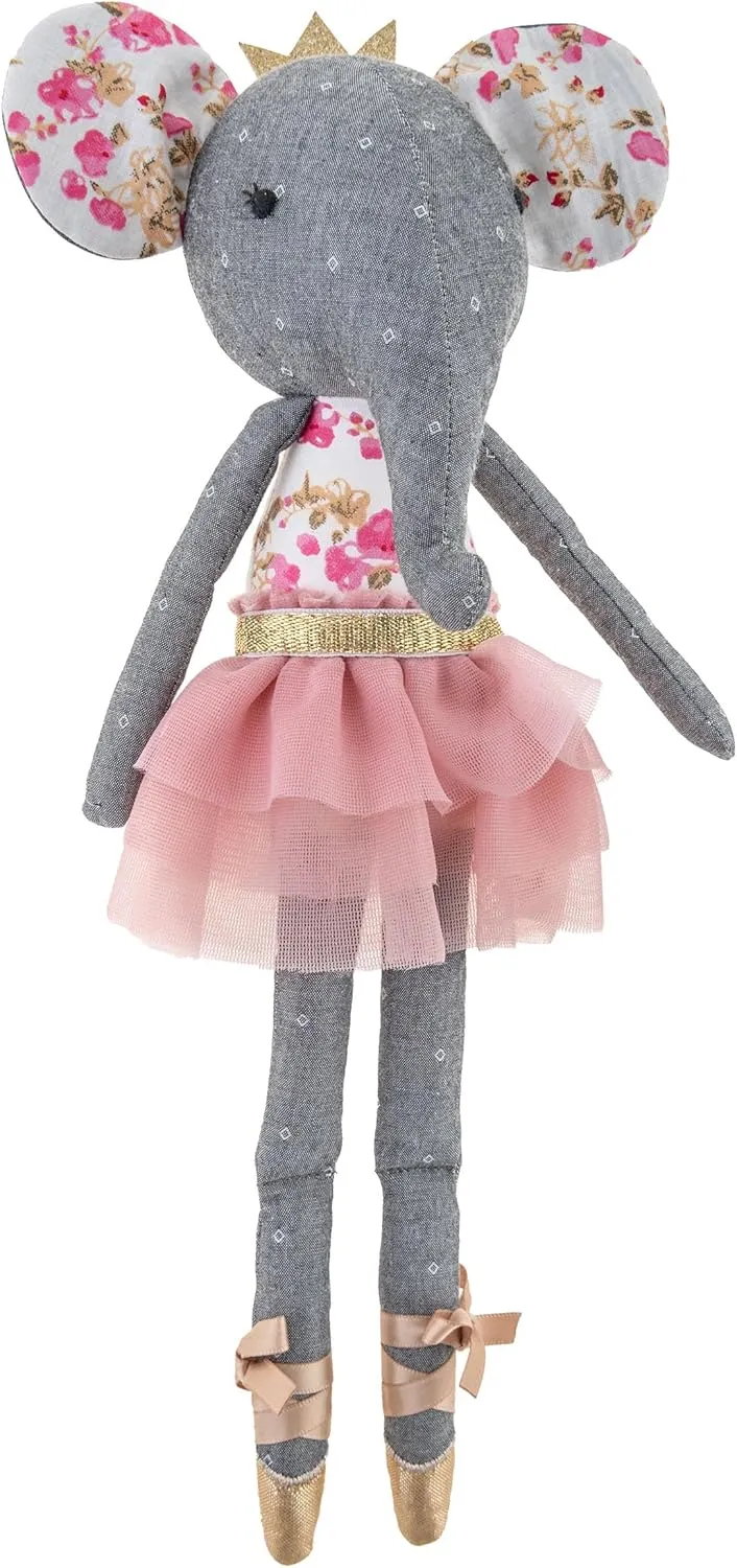 Stephen Joseph, Tiny Dancers Stuffed Doll for Child or Toddler, Toy Room or Kids Bedroom Decor, Fancy Friends Stuffed Animals for Girls & Boys, Elsie Elephant