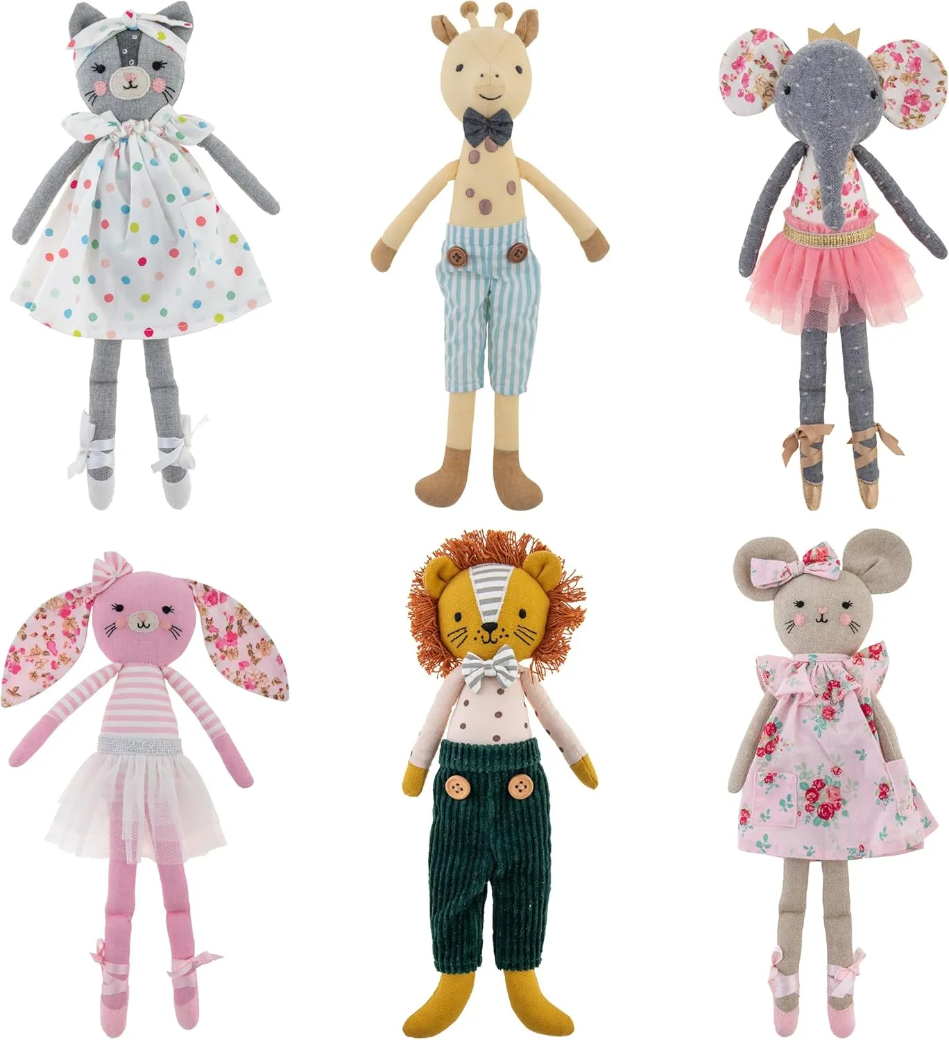 Stephen Joseph, Tiny Dancers Stuffed Doll for Child or Toddler, Toy Room or Kids Bedroom Decor, Fancy Friends Stuffed Animals for Girls & Boys, Elsie Elephant