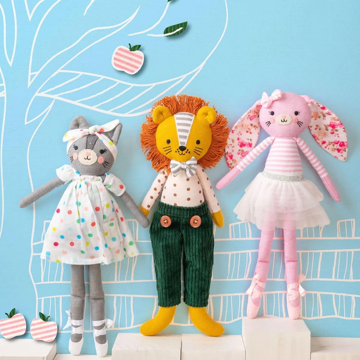 Stephen Joseph, Tiny Dancers Stuffed Doll for Child or Toddler, Toy Room or Kids Bedroom Decor, Fancy Friends Stuffed Animals for Girls & Boys, Elsie Elephant