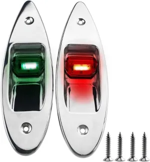 Stern Light Boat Anchor Light 1 Pair Stainless Steel 12V LED Ship Navigation Light Red Green Sailing Warning Light Signal Lamp for Marine Boat Ship Yacht Industry Leading Optical Design