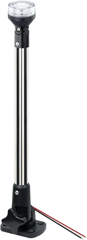 Stern Light Boat Anchor Light Marine Navigation Bimini LED USCG 2 NM Fold Down Base All Round White 2 Pin 12 Volts 24 Inches (Adjustable Base)
